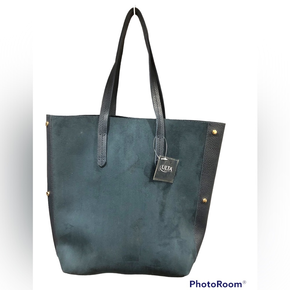 Not for sale. ULTA Beauty Large Navy Blue faux leather Tote Bag w/ Gold Accents.